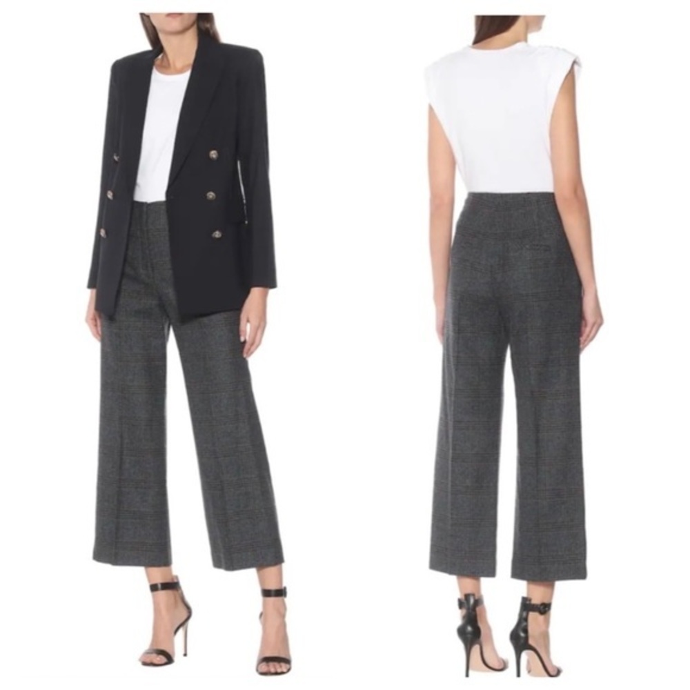 Veronica Beard Dova Prince of Wales checked wool straight-leg pants 6